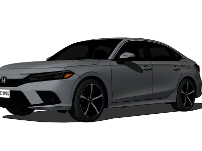Sleek Gray Honda Sedan With Modern Design And Sporty Black Wheels 3d model
