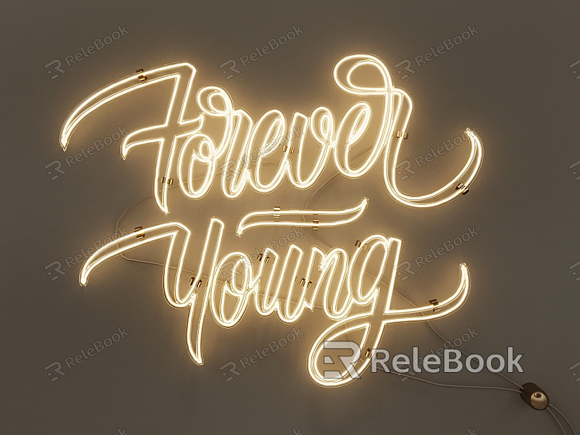 Neon Light Glow Word Art Word model