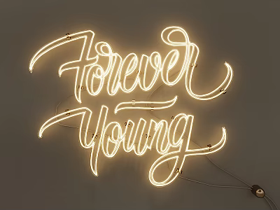 Neon Light Set With Forever Young Lettering For Wall Decoration And Ambient Lighting 3d model
