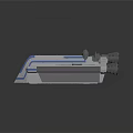 Futuristic Interstellar Spaceship With Blue And White Hull And Dual Blue Lit Engines