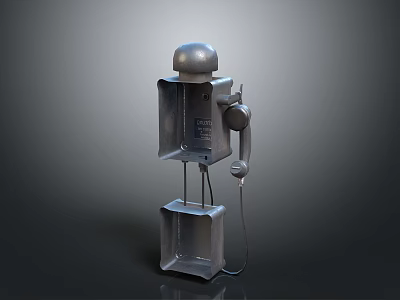 Vintage Coin Operated Public Telephone With Metal Body And Dial Design 3d model