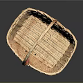Light Brown Woven Pet Basket With Curved Handle On Dark Background
