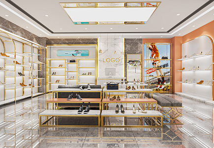 Light Luxury Shoes Store Shoes Nakajima Booth Cashier Shoes Shelf Meichen Shoes and Bags Store 3d model