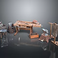 Garden Decorative Pieces With Workbench Wooden Barrel Stool Box Chopping Block And Hanging Garment