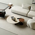 Modern Living Room Interior With Beige Sofa Coffee Table Set And Accent Chairs