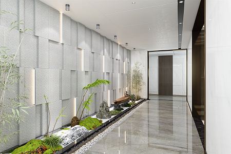 Modern Corridor Stone Landscape 3d model