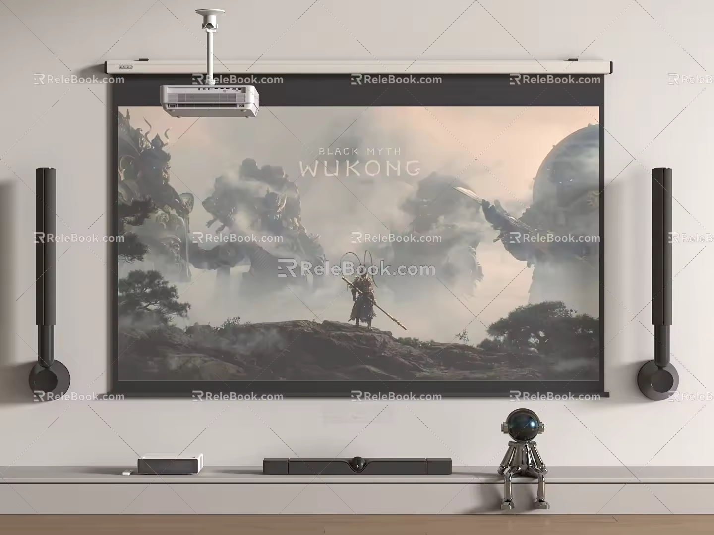 Projection Curtain Projector Modern Projection Curtain 3d model