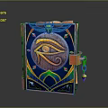 Ornate Decorative Book With Eye Symbol Colorful Patterns Gemstone Clasp And Pendant