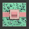 Commercial Equipment 3D Castle Display Model With Red Roof Green Trees And Reflective Base