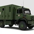 Green Functional Vehicle with Red Cross for Medical Rescue and Off Road Operations