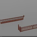 Traditional Wooden Fence With Intricate Carved Lattice Design And Decorative Posts
