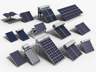 Various Types Of Solar Panels As Modern Household Electrical Appliances For Home Use 3d model