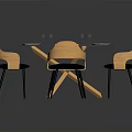 Modern Dining Furniture Set With Round Glass Table And Black Cushioned Wooden Chairs