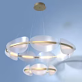 Modern Minimalist Pendant Chandelier With Translucent White Circular Shades Illuminated Design