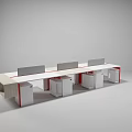 Modern Office Desk With Multiple Workstations Dividers Drawers And Yellow Edges