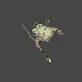 3D Fantasy Mythical Creature with Blonde Hair Green Leaf Attire Deer Hooves and Tail