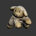 Soft White and Light Brown Plush Lamb Toy on Dark Background with Reflection 3d model