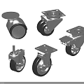 Assorted Industrial Casters Featuring Different Designs Metal Bases and Rubber Wheels
