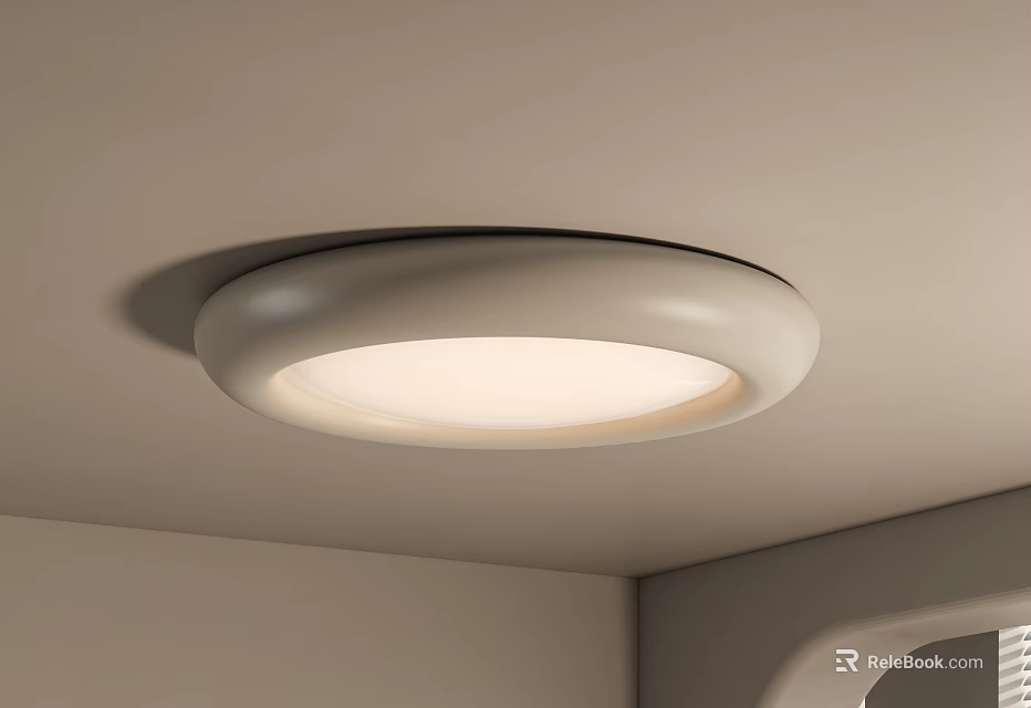 Modern Round White Ceiling Light With Sleek Design And Soft Illumination 3d model 