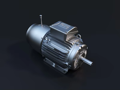 Industrial Electric Motor With Metal Casing And Cooling Fins For Heavy Duty Use 3d model