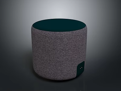 Modern Cylindrical Computer Speaker With Textured Fabric Body And Dark Green Top Surface 3d model