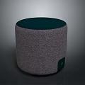 Modern Cylindrical Computer Speaker With Textured Fabric Body And Dark Green Top Surface