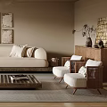 Modern Living Room Interior Design With Beige Sofa Wooden Coffee Table Rug and Pendant Light