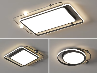 Modern Ceiling Lights with Square and Round Shapes Metal Frame LED Lighting for Home Interior 3d model