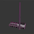 Industrial Facility Model Featuring Tall Chimney And Low Building With Circular Vents