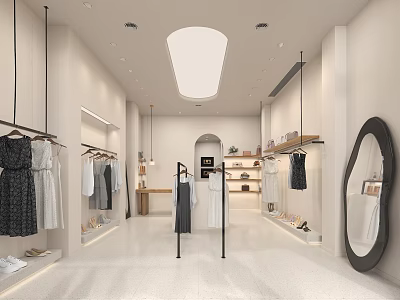 Elegant Minimalist Women Clothing Store Interior With Soft Lighting And Neat Fashion 3d model