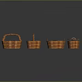 Handwoven Wicker Baskets Set of Four Different Shapes for Home Storage Organizers