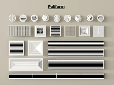 Air Conditioner Vents With Various Modern And Stylish Grille Designs And Shapes 3d model