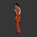 Game Movie Character In Red Jumpsuit White Vest With Glowing Red Base Standing Pose