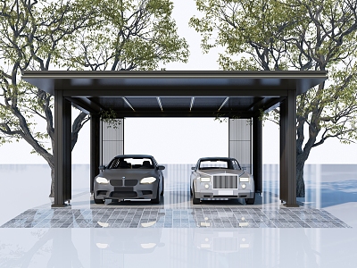 Modern parking garage parking lot parking shed outdoor parking square park shed 3d model