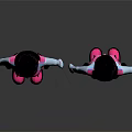 3D Female Character With Headphones Front Back View TRAPSTAR Top Pink Camo Shorts White Straps