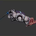 Armored Warrior Character Standing With Blue Sword And Red Shield