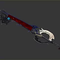 Ornate Fantasy Sword With Blue Red Details Metallic Structure And Chain