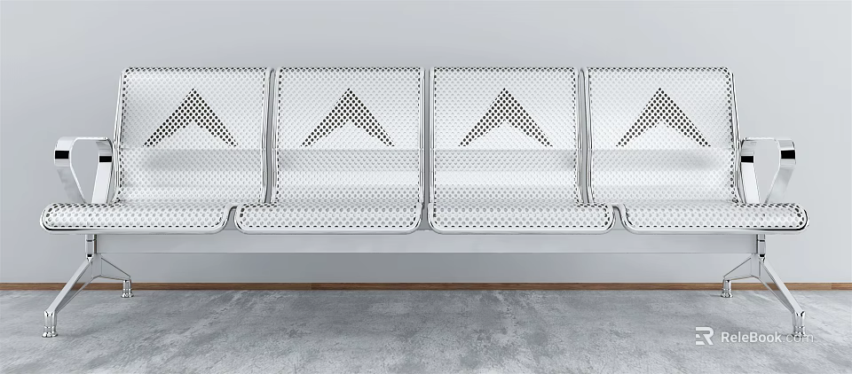 Modern Public Chair with Metal Hollowed Out Design Against the Wall 3d model 