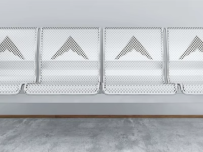 Modern Public Chair with Metal Hollowed Out Design Against the Wall 3d model