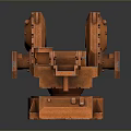 Orange Industrial Mechanical Device Featuring Gears Bolts And Metal Structure Details