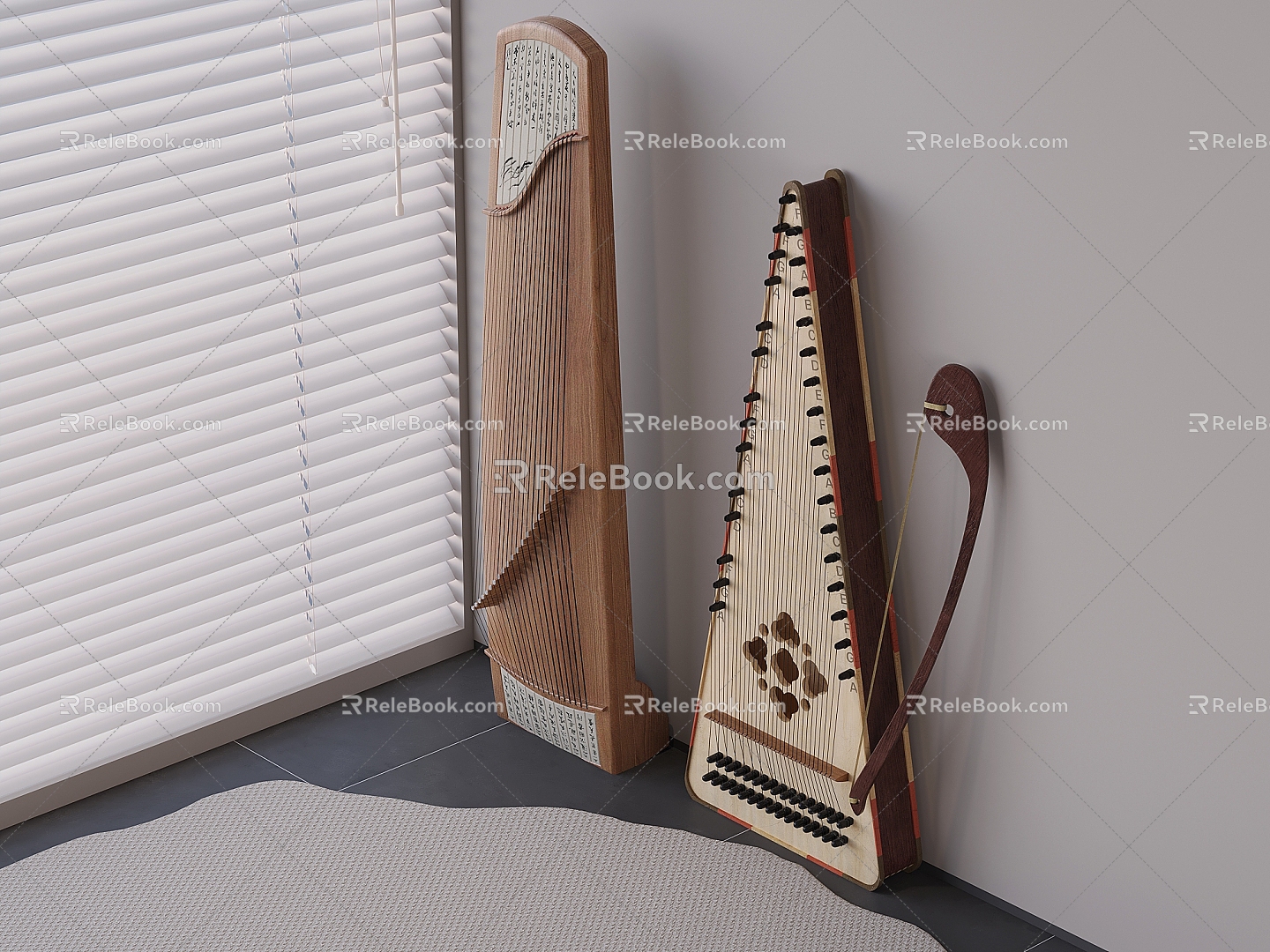 Guzheng Bow String Instrument Soltree 3d model