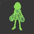 3D Character Girl Wearing Black Shirt Black Shorts Blue Boxing Gloves And Red Sneakers