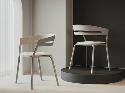 Modern Leisure Chairs With Metal Frame And Upholstered Seat In Minimalist Interior On Display Stand 3d model