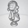 Cute Chibi Game Movie Character with Double Bun Hairstyle Pearl Necklace and Cream-colored Outfit