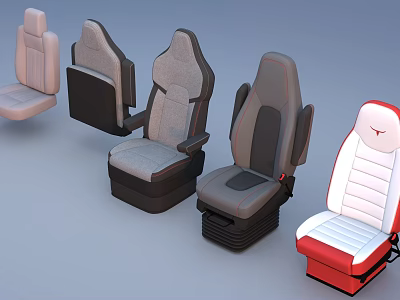 Various Modern Vehicle Seats With Different Colors And Upholstery Styles 3d model