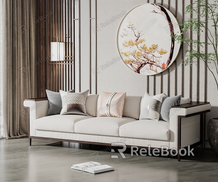 New Chinese-style three-person sofa model