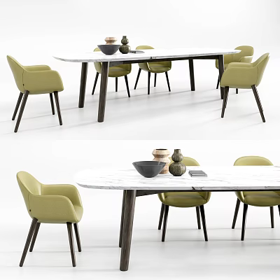 Modern Dining Table and Chair Combination 3d model