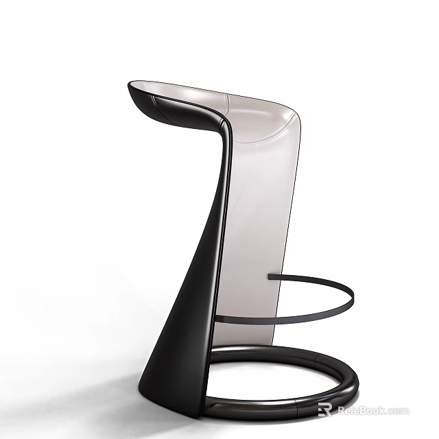 Modern Leisure Chair With Unique Curved Black Frame And Transparent Seat Design 3d model 