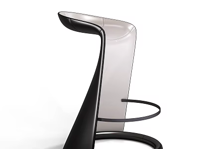 Modern Leisure Chair With Unique Curved Black Frame And Transparent Seat Design 3d model
