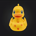 Adorable Yellow Rubber Duck Toy Featuring Blue Eyes Orange Beak And Red Spots